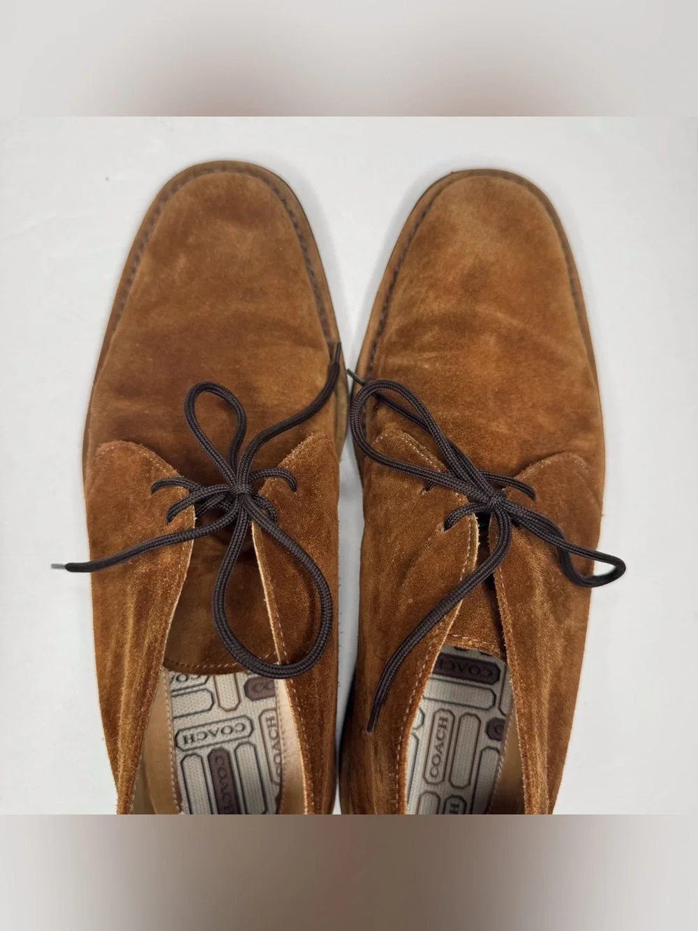 Coach Ace Men's Brown Suede Leather Chukka Boots 8.5 D Made in Italy Preppy Boho